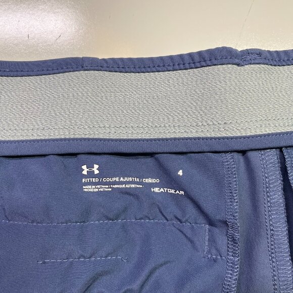 UA Under Armour Size 4 Fitted Heatgear Golf Shorts Blue Zip Fly - Picture 3 of 9